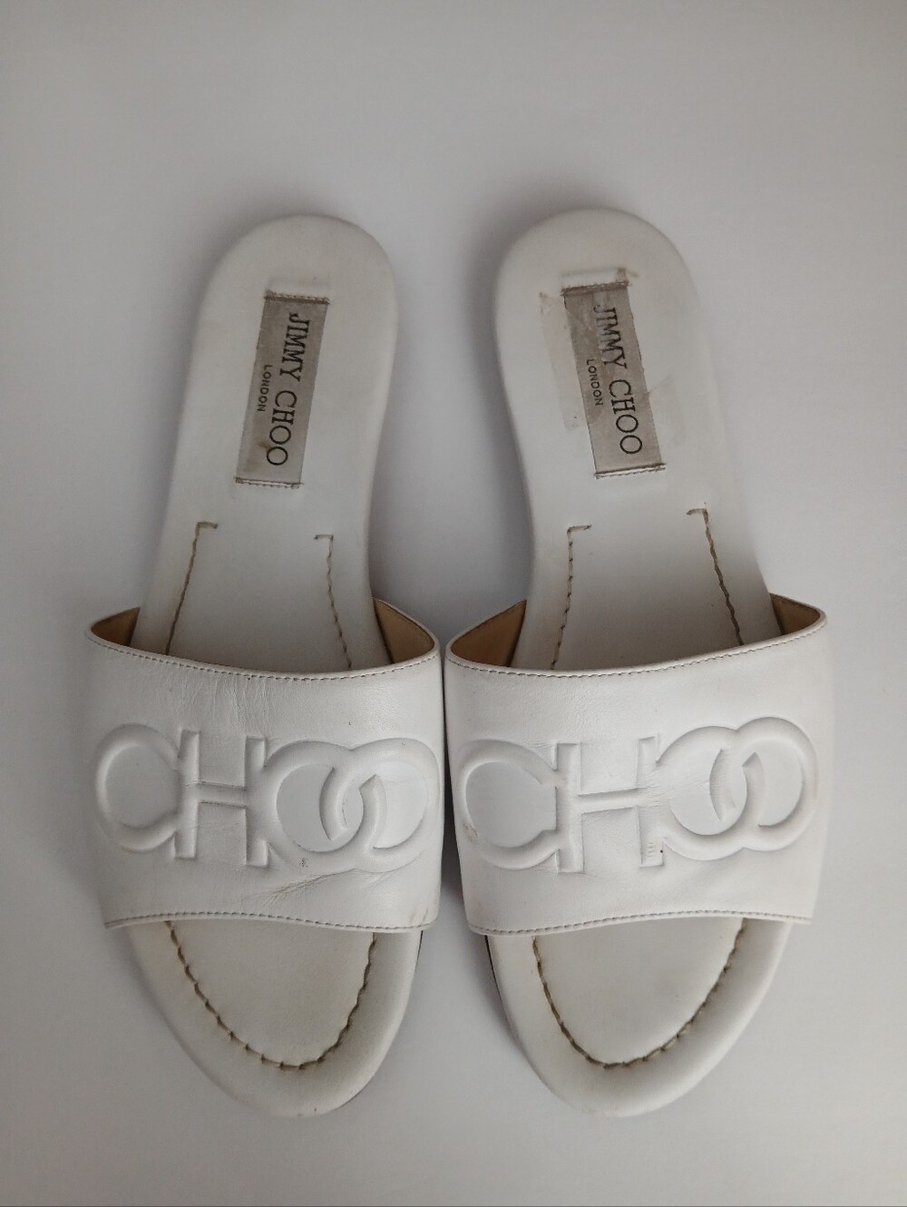 Jimmy Choo Tiaret Flat Sandals/Mules Sz: 37 White
